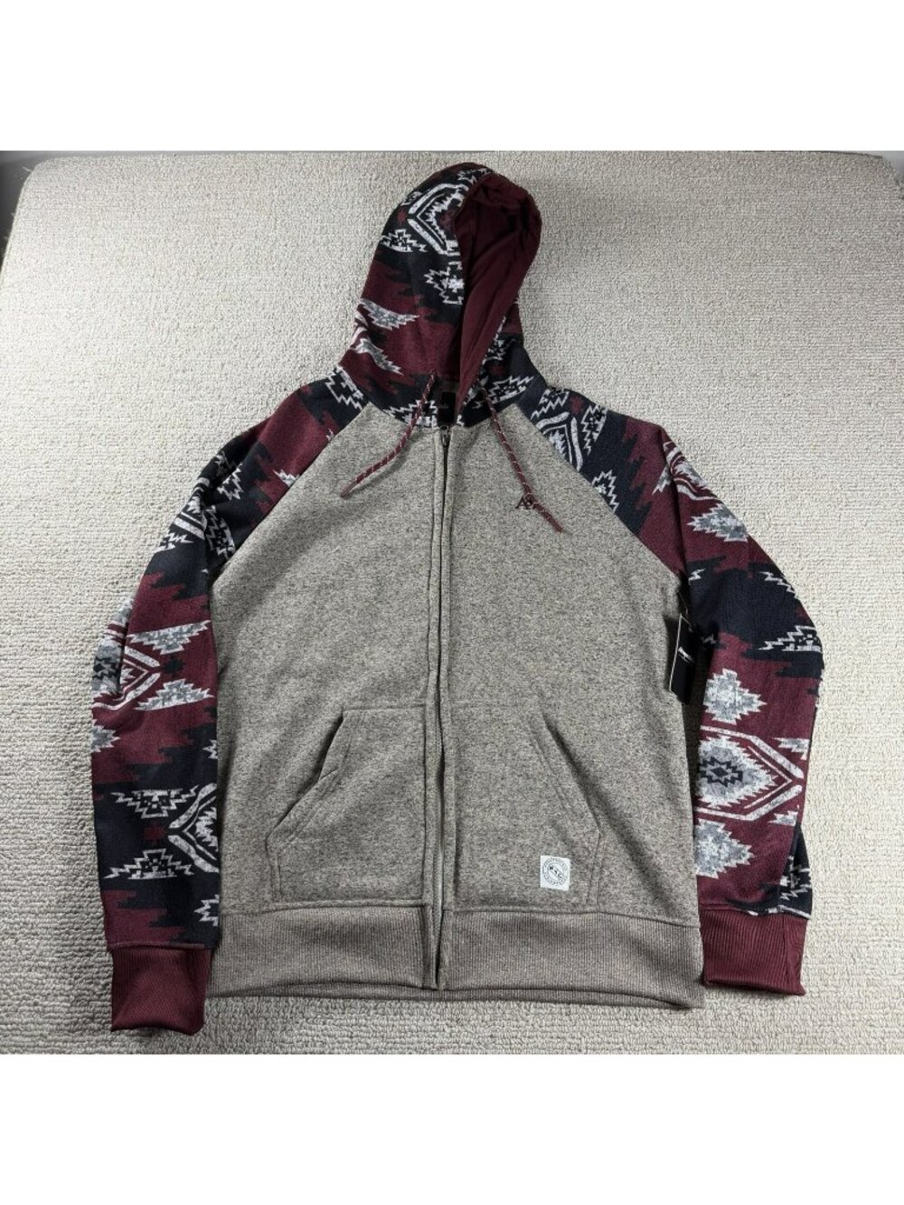 Aeropostale Aztec Full Zip Fleece Hooded Jacket Multicolor Men’s Size Large
